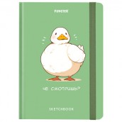 Скетчбук, белая бумага 80 г/м2, 145х203 мм, 80 л., резинка, твердый, FUNSTER, Гусь "Че смотришь?", 116891