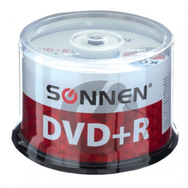 Диски DVD+R (плюс) SONNEN 4,7 Gb 16x Cake Box (упаковка на шпиле), КОМПЛЕКТ 50 шт., 512577