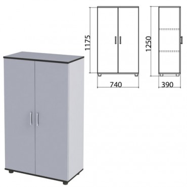 Шкаф закрытый "Монолит", 740х390х1250 мм, цвет серый (КОМПЛЕКТ)