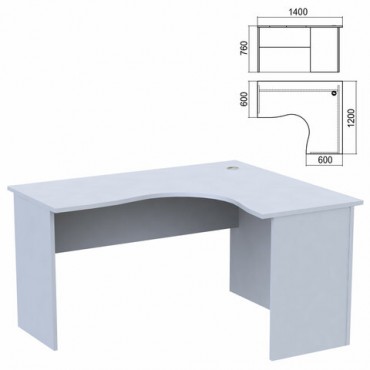 Стол компактный "Арго", 1400х1200х760 мм, правый, серый (КОМПЛЕКТ)