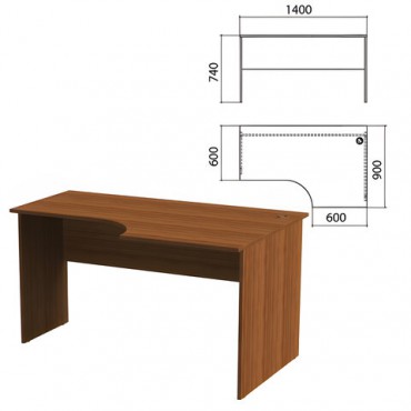 Стол письменный эргономичный "Эко", 1400х900х740 мм, правый, орех, 400749-19